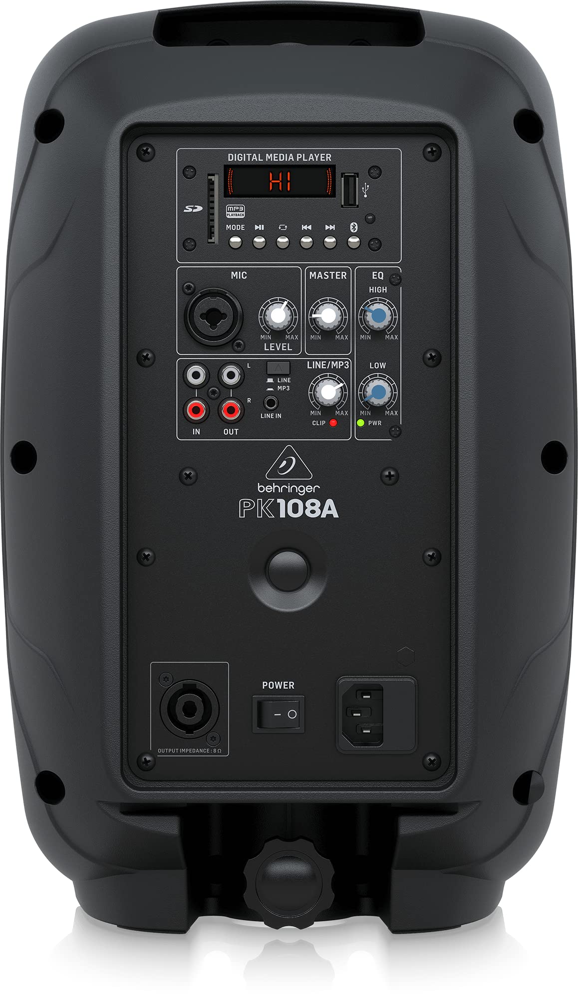 Behringer PK108A Active 240 Watt 8" PA Sistema de altavoces con reproductor multimedia integrado, receptor Bluetooth* y mezclador integrado