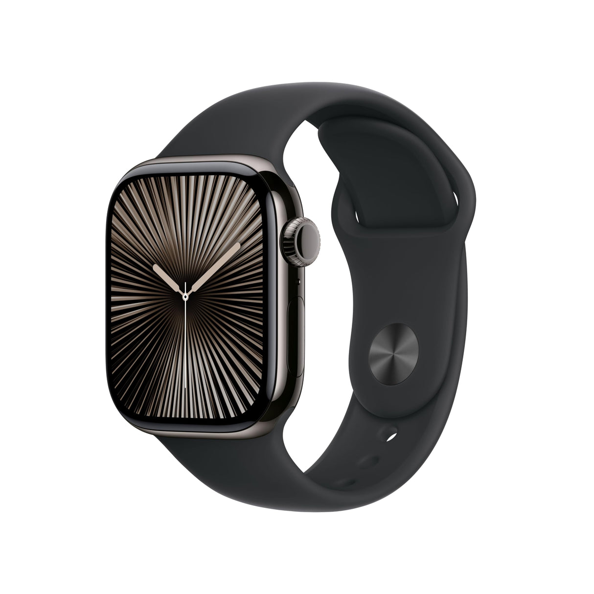 Apple Watch Series 10 GPS + Cellular Smartwatch con Caja de Titanio Pizarra de 42 mm y Correa Deportiva Negro - Talla S/M. Monitor de entreno, App ECG, Pantalla Retina Siempre Activa