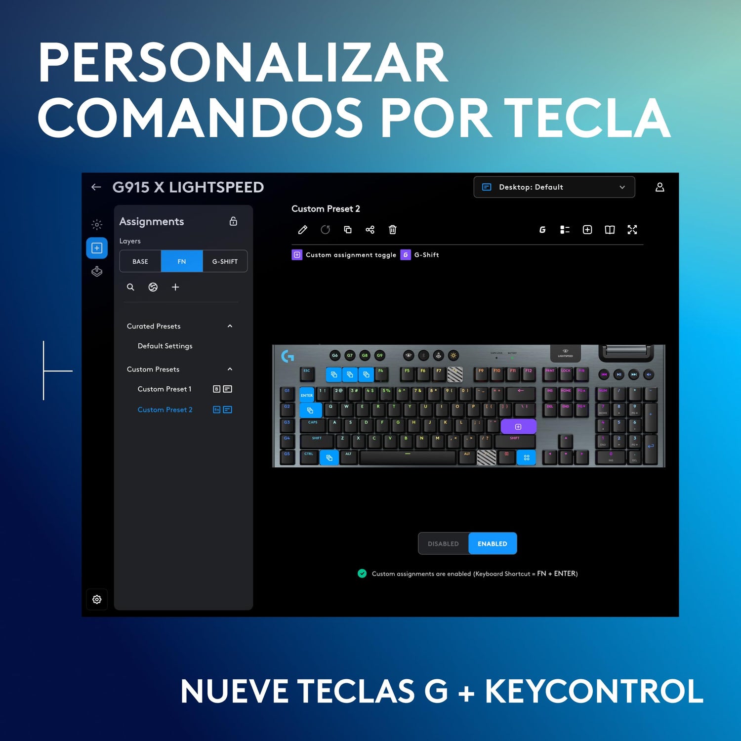 Logitech G G915 X LIGHTSPEED Teclado para gaming inalámbrico de perfil bajo, teclas de PBT de doble moldeado, elegante acabado en aluminio, interruptores táctiles marrones GL, PC/Mac,QWERTY ESP,Negro