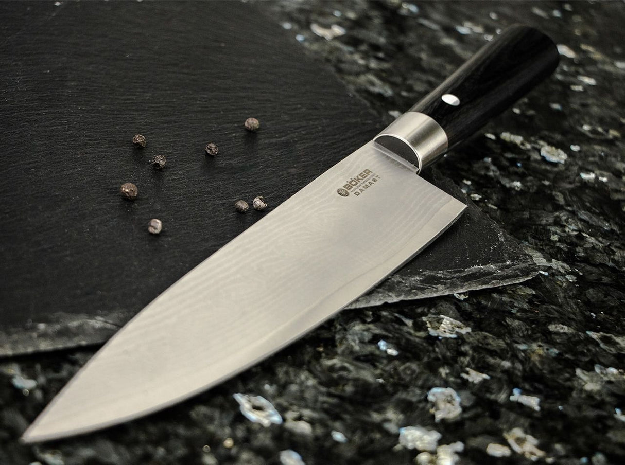 Böker - Set de cuchillos de cocina (hoja de acero de Damasco), color negro