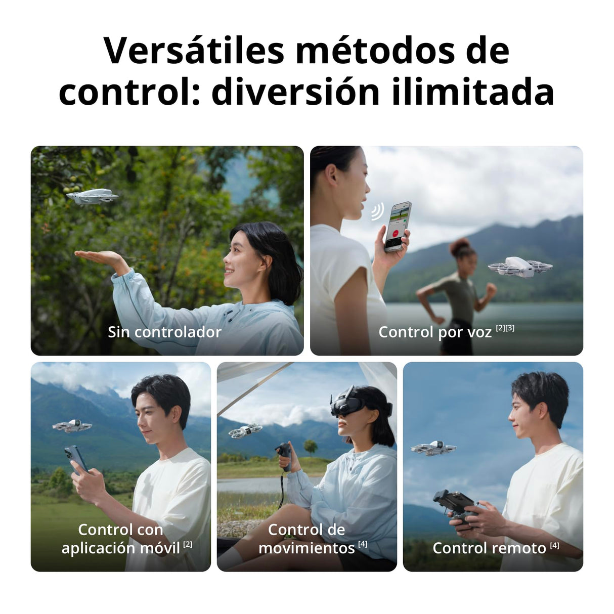 DJI Pack Neo Motion Vuela Más, dron mini con cámara 4K UHD para adultos, 135 g dron que vuela siguiéndote, despega desde la mano, seguimiento de objetivos por IA, con RC Motion 3 y 3 baterías