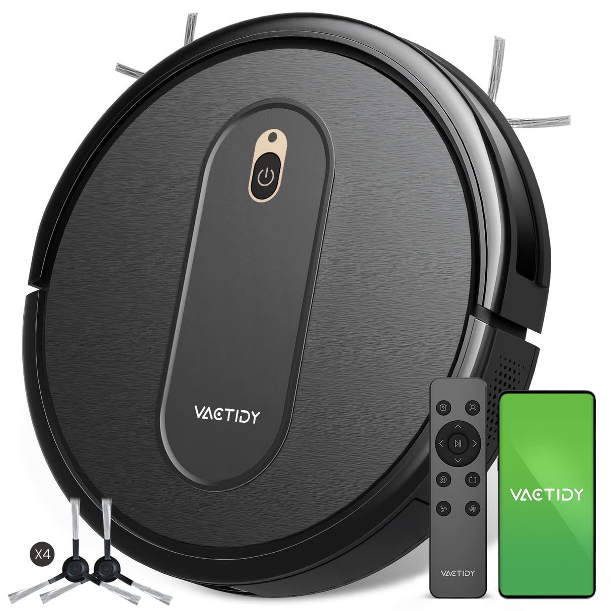 Vactidy Robot Aspirador, Nimble T6 con Potente Succión, Detección Inteligente, 2500mAh, Silencioso, 3 Modos de Limpieza, Control por App/Alexa/Siri y Mando, para Mascotas, Suelo Duro y Alfombra