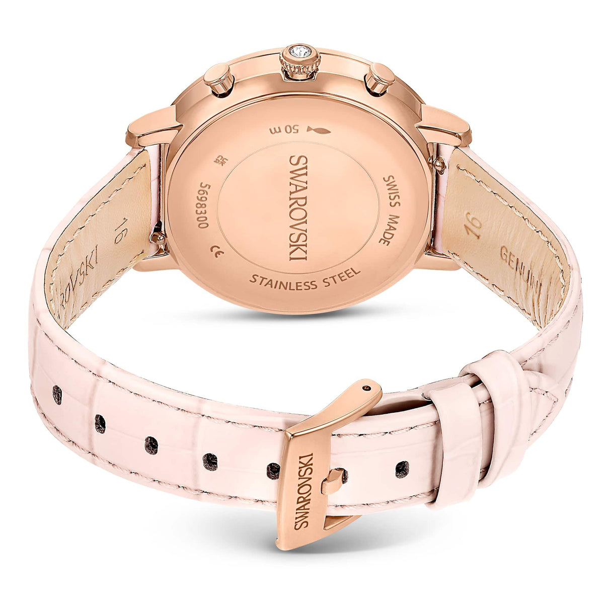Swarovski Reloj Matrix Tennis Chrono, Fabricado en Suiza, Correa de Piel, Rosa, Acabado Tono Oro Rosa