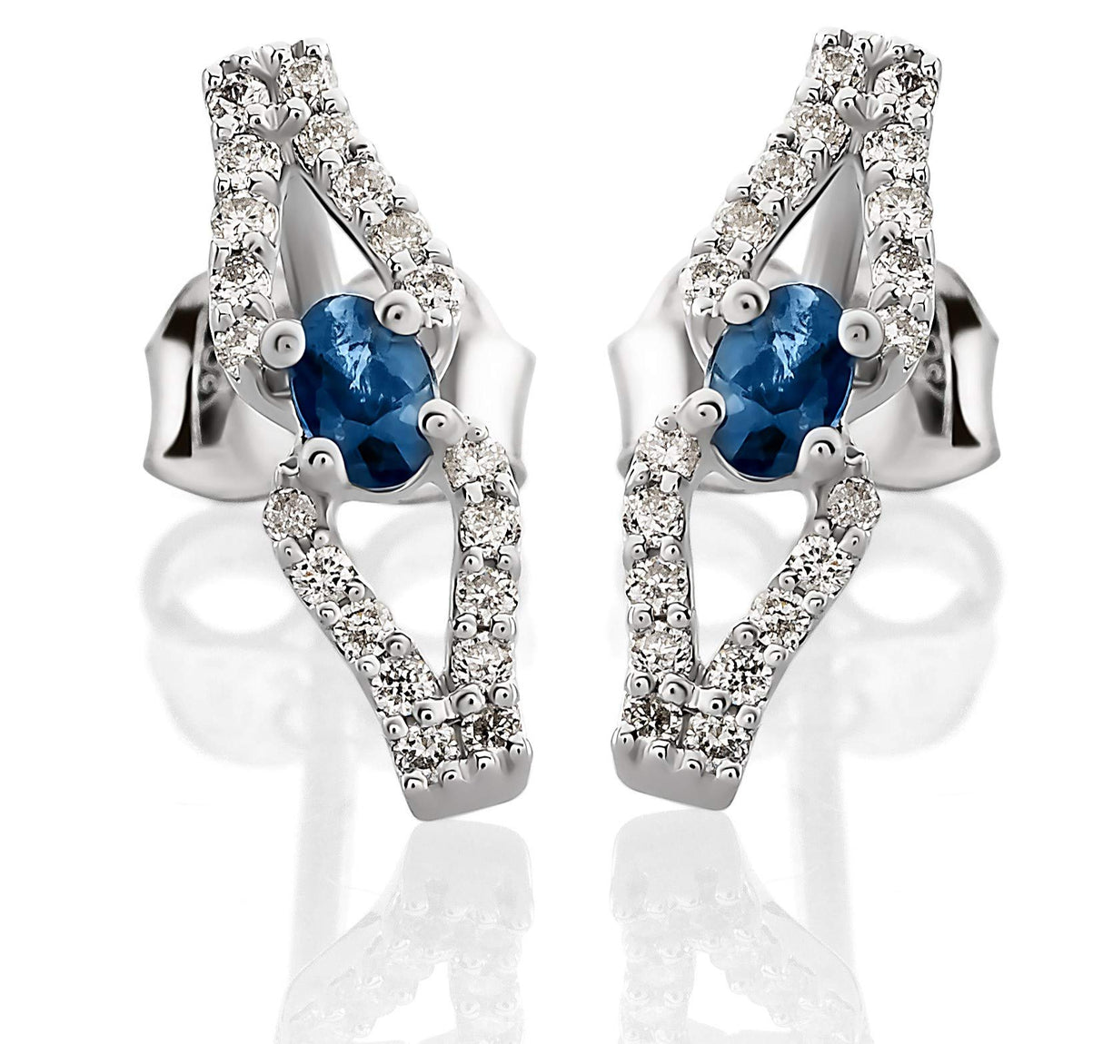 Orphelia Mujer 18 k (750) oro blanco corte brillante redondo azul blanco diamante zafiro