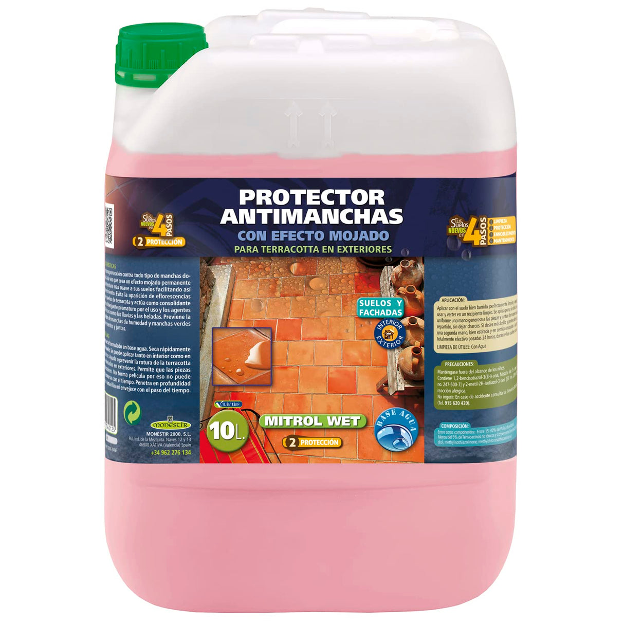 MONESTIR MITROL WET PROTECTOR ANTIMANCHA EXTERIORES EFECTO MOJADO 10L MONESTIR
