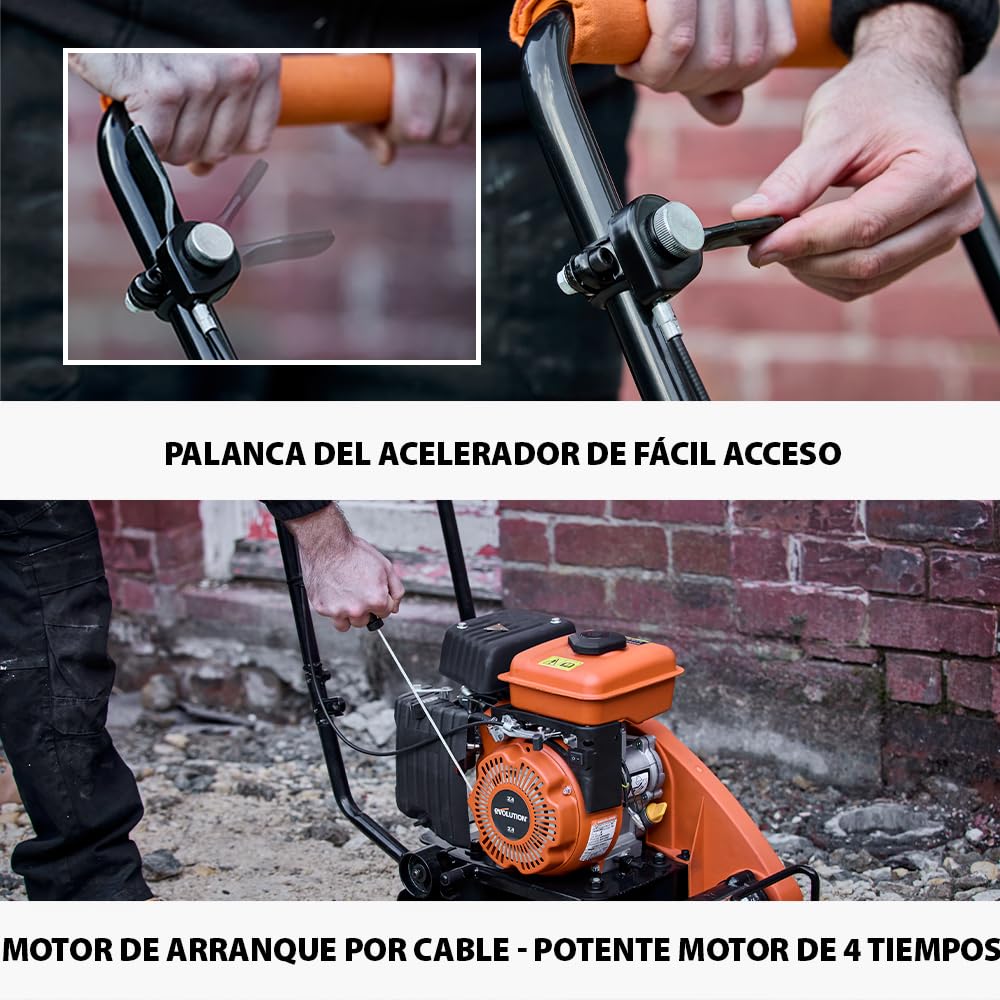 Evolution Power Tools H320-P Hulk compactador de gasolina, Ideal para Nivelar Pavimento, Preparación de Terreno de Césped Artificial, Patio, Albañilería - 2 Años de Garantía
