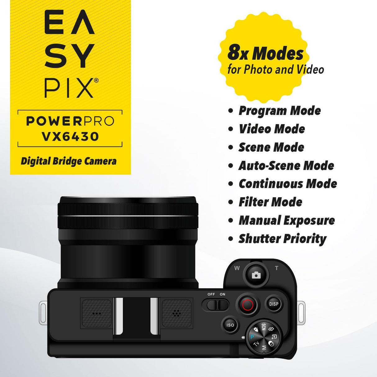 Easypix PowerPro VX6430 - Cámara compacta con WiFi, Zoom óptico de 10x, resolución de hasta 64 MP, Pantalla de 2,8 Pulgadas, Conector de micrófono