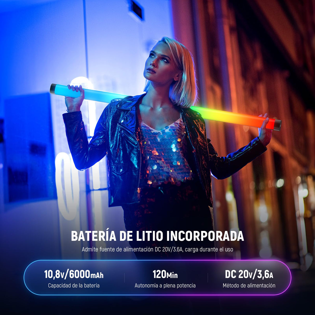 NEEWER RGB Tubo Luz, 30W Luz Video LED RGBWW Varita de Luz a Todo Color con 18 Escenas 7 Píxeles Efectos 2500-10000K CRI97/TLCI98 6000mAh, Control App/2.4G/DMX para Grabación Fotografía, TL90C