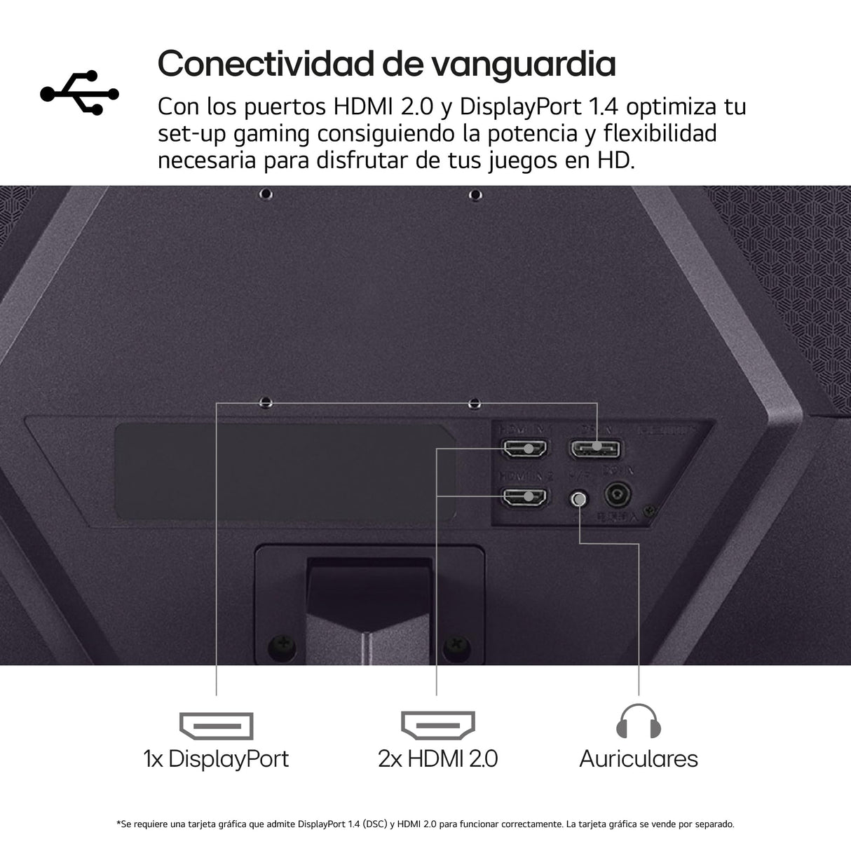 LG 24GS50F-B - Monitor Ultragear, 24", Panel VA: (1920 x 1080), 16:9, 180 Hz, 1 ms, Tecnología AMD FreeSync, HDR10, Black Stabilizer, Color Morado Grisáceo