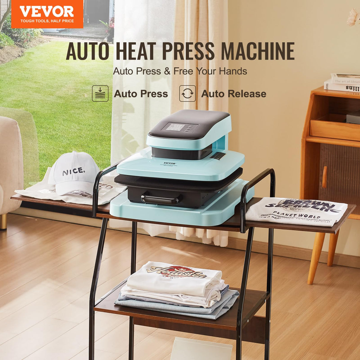 VEVOR Kit de Máquina de Prensa de Calor Automática, Prensa de Vaso, Máquina de Prensa de Camisetas Inteligente de 381 x 381 mm con Liberación Automática, Máquina de Prensa de Vaso, 0-250 ℃ 1330 W