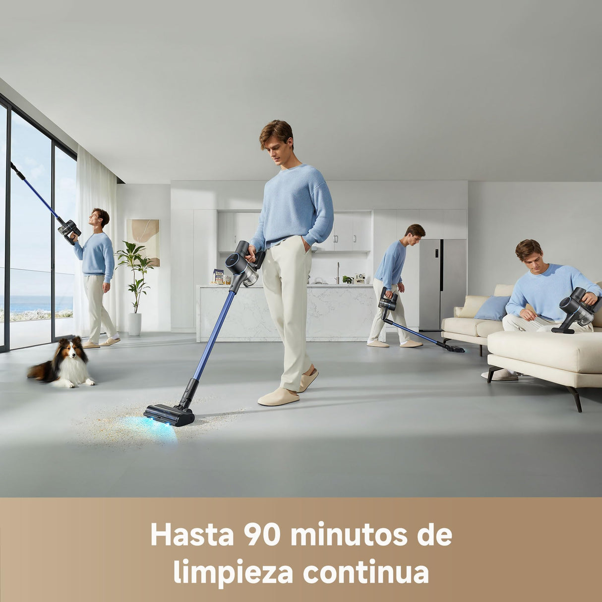Mova S4 Detect Aspirador de mango inalámbrico con potente potencia de succión de 150 AW, tiempo de funcionamiento máximo de 90 minutos, un cepillo multisuperficie OptiInsight