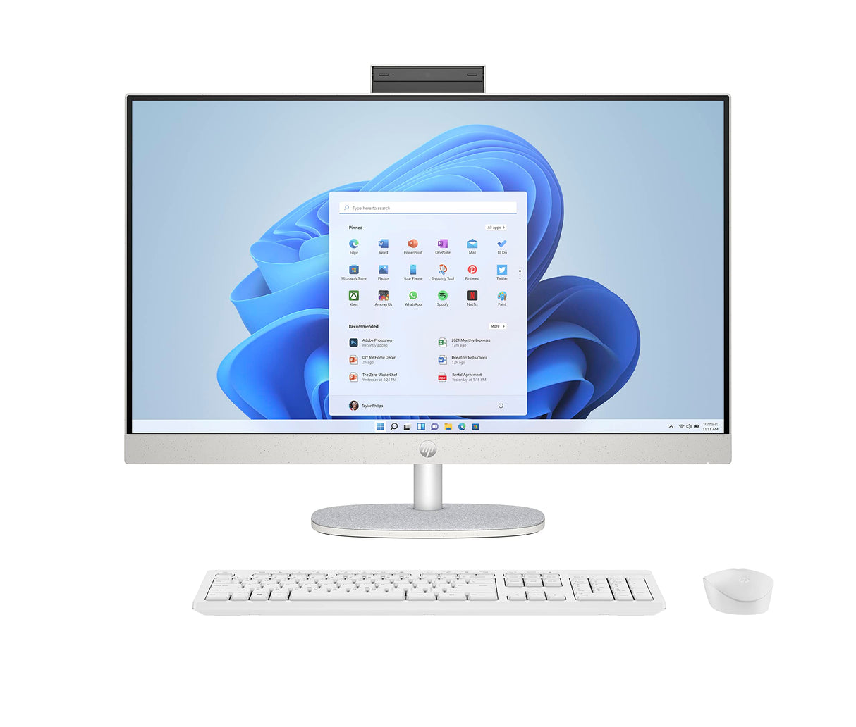 HP 27-cr0001sl All-in-One, AMD Ryzen 5 7520U, 8 GB RAM LPDDR5, 512 GB SSD NVMe, AMD Radeon integrada, Pantalla de 27" FHD IPS, Wi-Fi, Audio Integrado de 2 W, Windows 11, no es táctil, Blanco