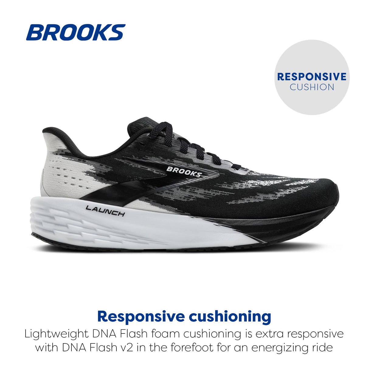 BROOKS Launch 11, Sneaker Hombre, Negro y Blanco, 45 EU