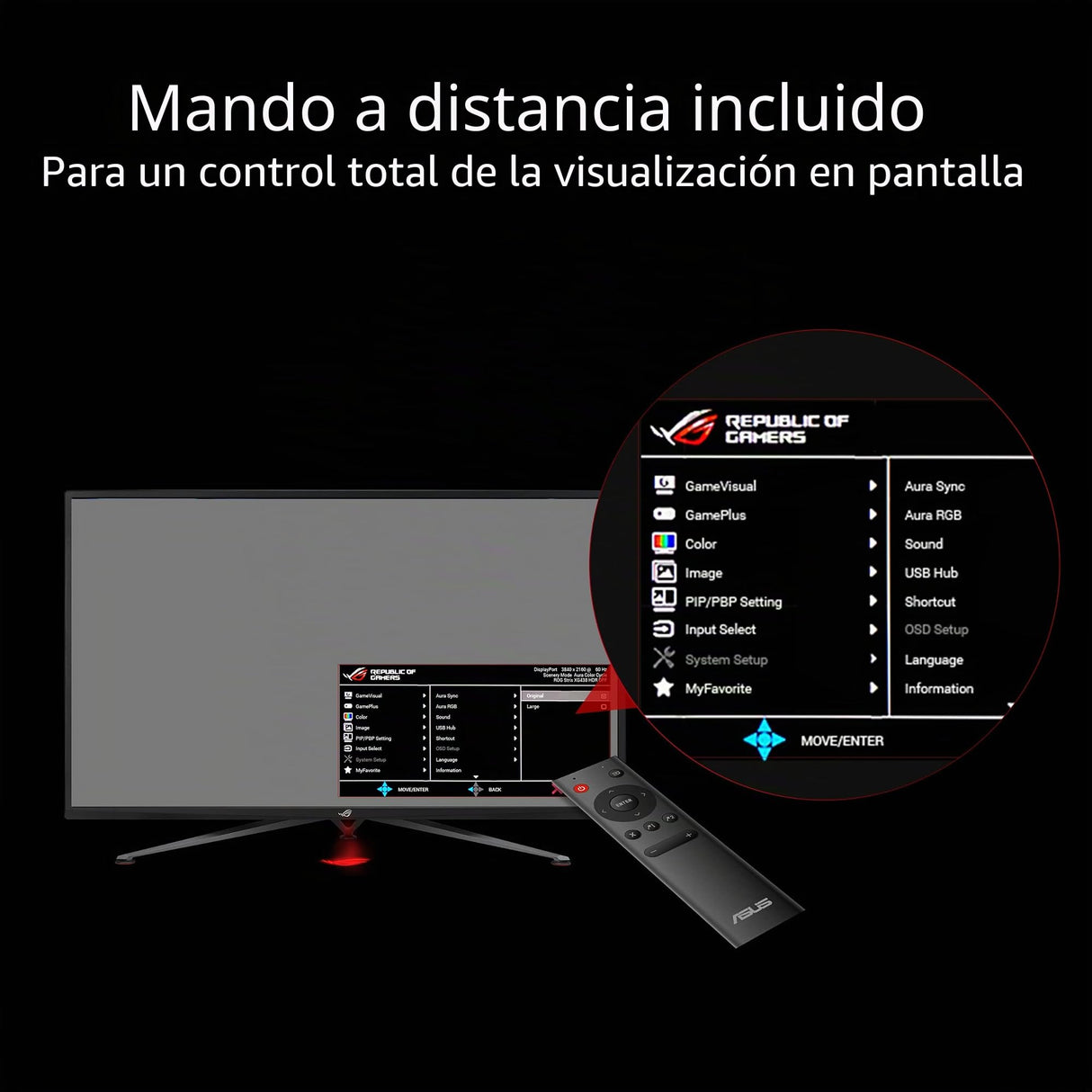ASUS ROG Strix XG438QR - Monitor Gaming 43", Plano, 4K (3840x2160, VA,16:9, HDMIx3, Display Port, USB 3.0 x2, 120 Hz, 4ms, FreeSync Premium Pro, DisplayHDR 600, Shadow Boost, Altavoces 10W x2), Negro