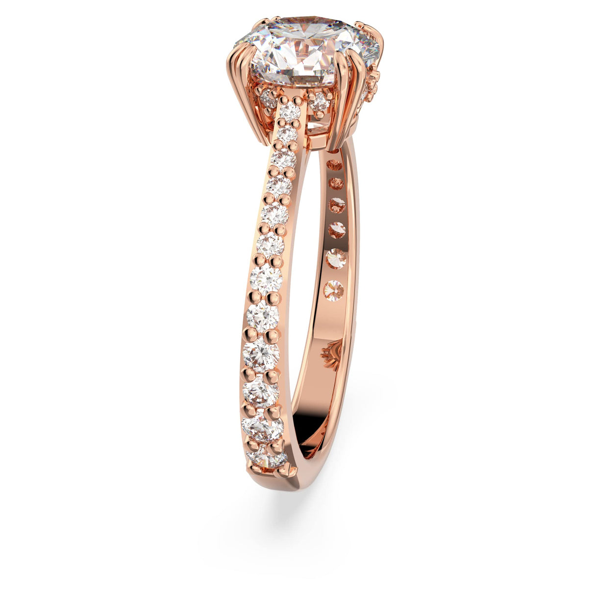 Swarovski Anillo de cóctel Constella, Talla redonda, Pavé, Blanco, Baño tono oro rosa