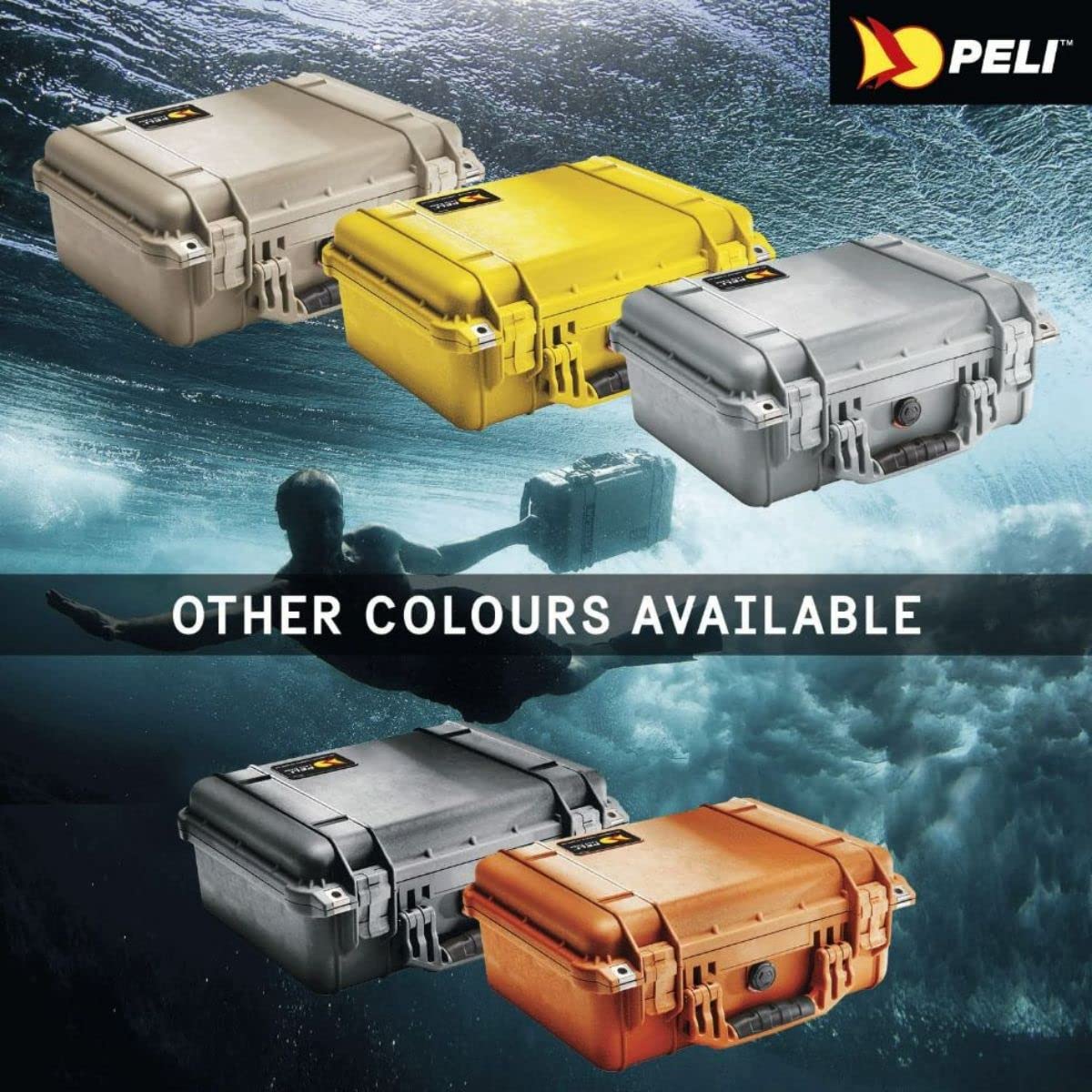 PELI 1450 Maleta impermeable resistente para equipos ópticos, electrónicos y fotográficos, IP67 estanca e impermeable al polvo, 15L de capacidad, fabricada en Alemania, sin espuma, Beige