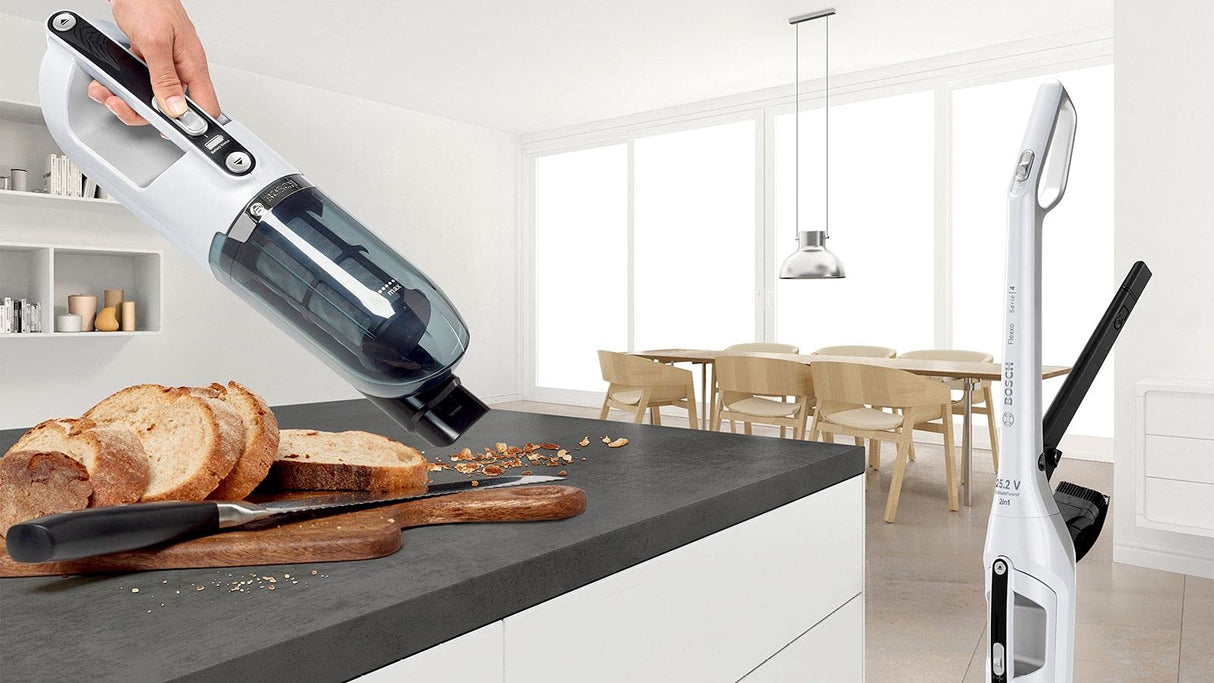 Bosch Flexxo Serie | 4 BBH32551 - Aspirador sin cable y de mano, de 25.2V con accesorios integrados, color blanco