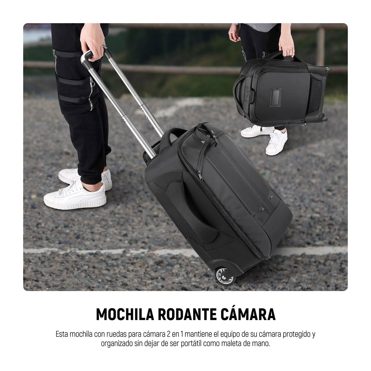 Neewer – Mochila Convertible en Maleta de Ruedas para cámaras SLR/DSLR y Accesorios (NW3300), Negro