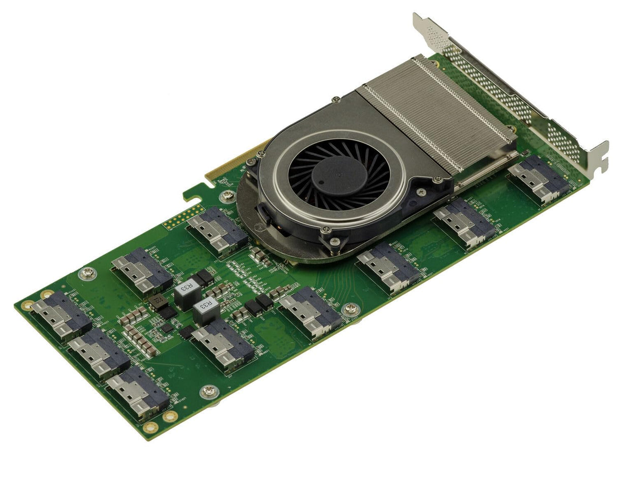 KALEA-INFORMATIQUE Tarjeta controladora de Tipo Switch PCIe 4.0 con 10 Puertos SFF-8654 8i para replicación de 5 Puertos Gen4 en x16 para GPU, Aplicaciones industriales