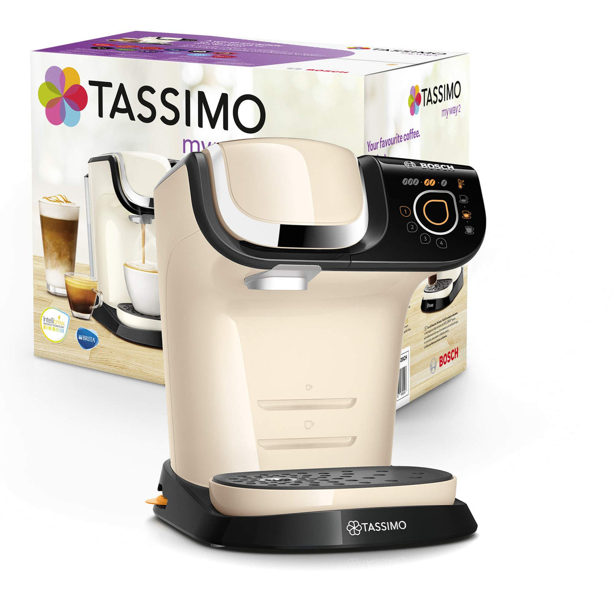 Tassimo My Way TAS6507 Cafetera de cápsulas Bosch, con filtro de agua, más de 70 bebidas, totalmente automática, fácil preparación, 1500 W, 1,3 litros, color crema
