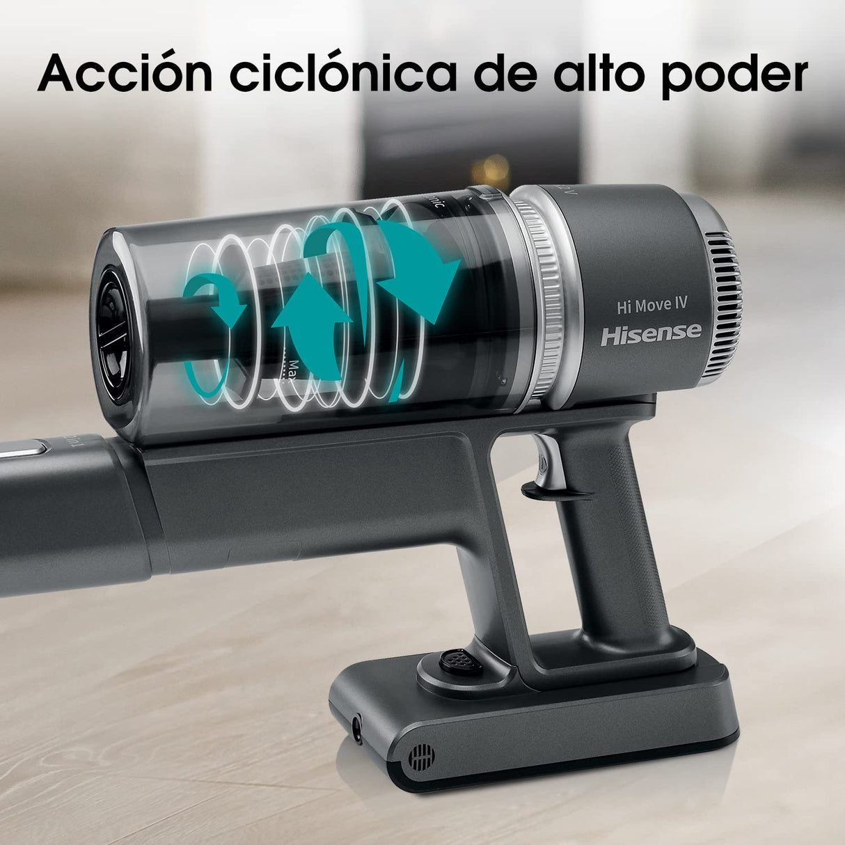 Hisense HVC6464A Aspirador Escoba sin cable, 25.2V, autonomía hasta 60 minutos , indicador LED de carga, accesorios para aspirar y fregar suelos con cepillo mopa