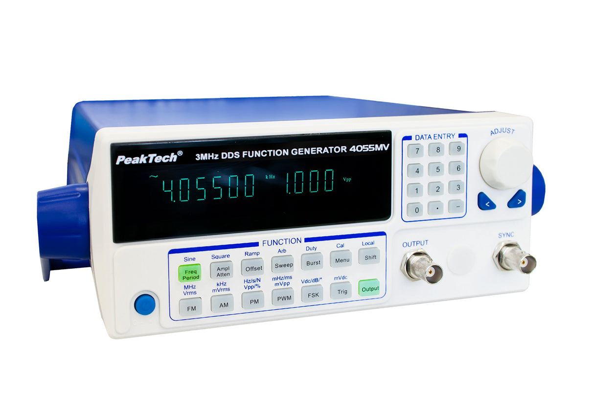 PeakTech, Generador de funciones 10Μhz, 3MHz con amplificador de potencia de 10W / control remoto vía USB/Fm, Am, PM, Pwm, modulación FSK, 1 pieza, P 4055 MV