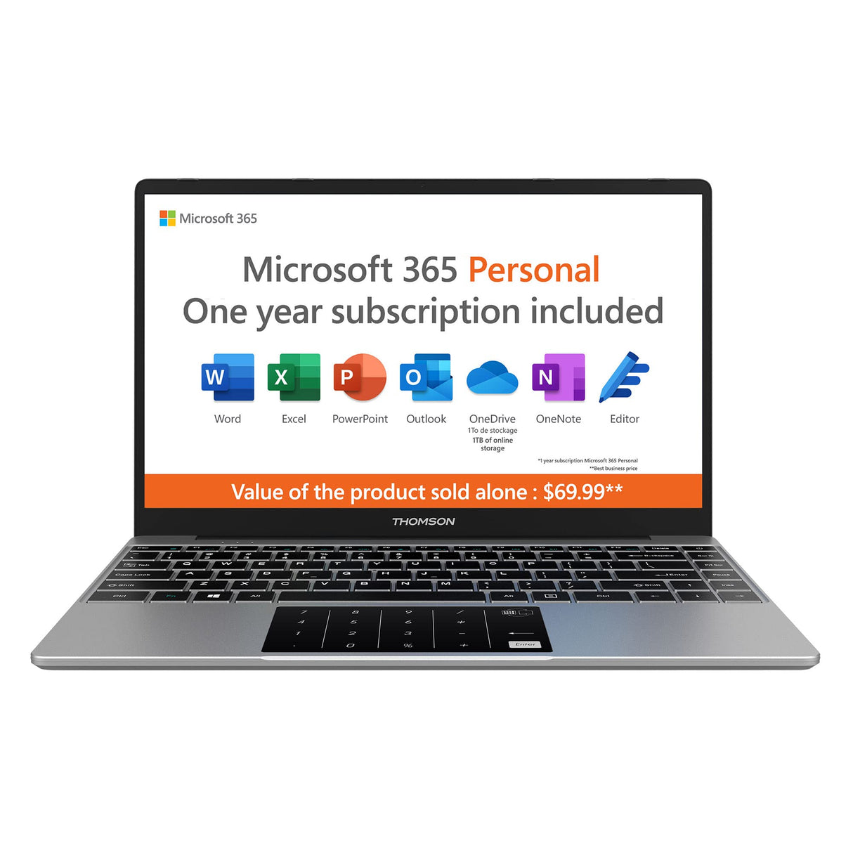 Thomson Ordenador portátil Neo 14,1 Pulgadas FHD IPS, Celeron N4020, 4Gb RAM, 128Gb Almacenamiento, Windows 11, Teclado Alemán