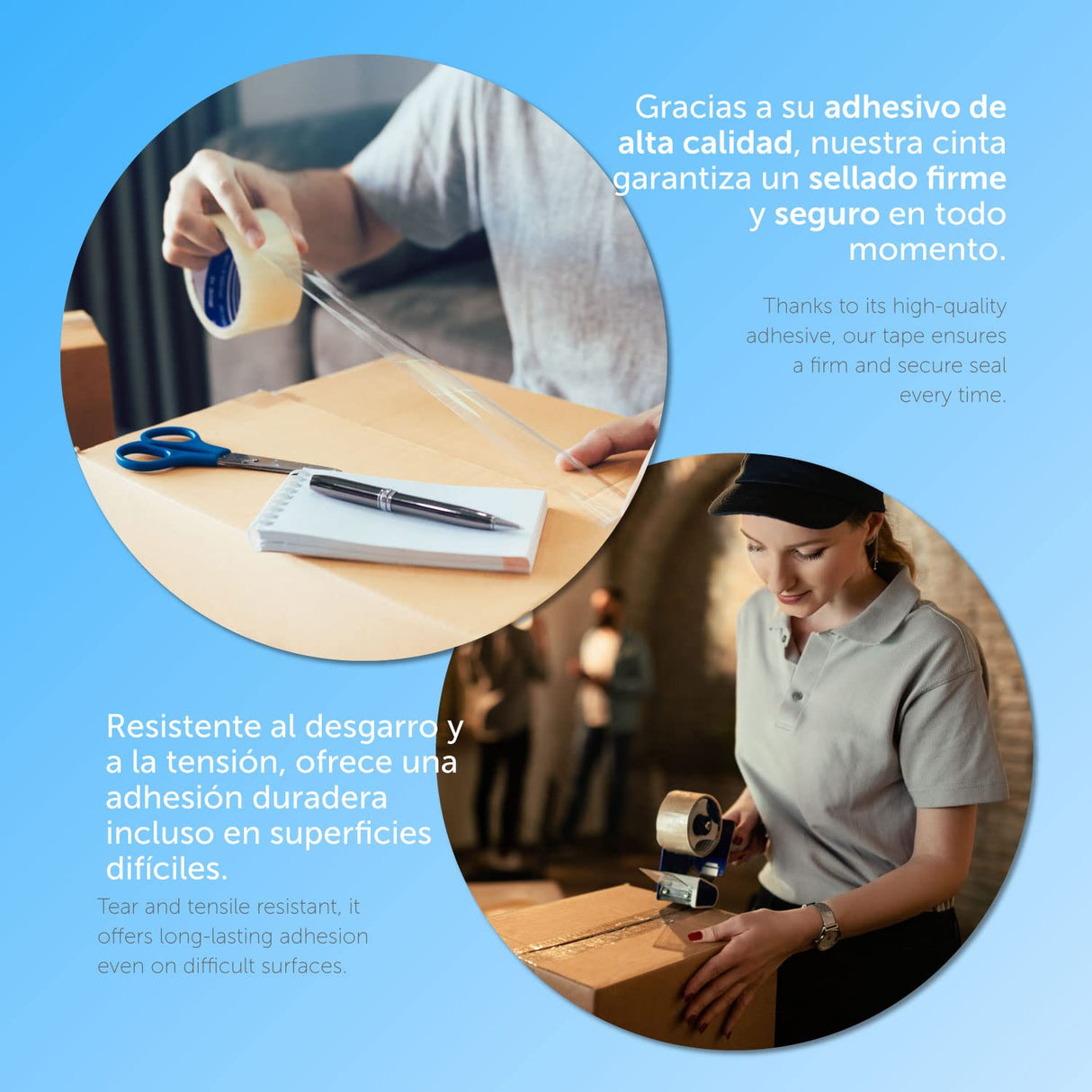 m-office Cinta Adhesiva Transparente, Cinta de Embalar Adhesiva para Embalaje de Cajas, Envíos, Mudanzas y Manualidades, Precinto Transparente Seguro y Resistente (48mmx120m, x48)