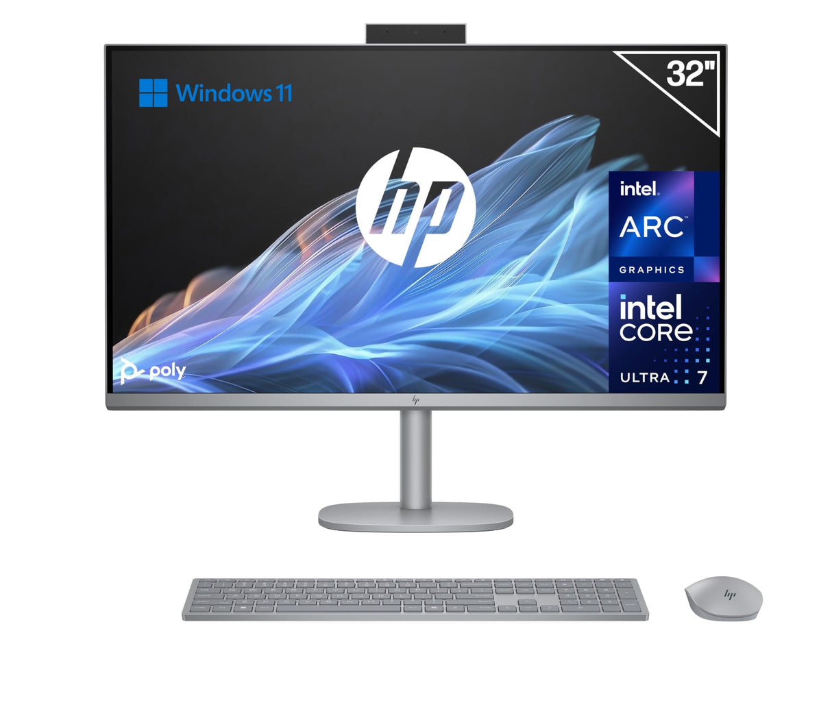 HP OmniStudio X All-in-One 32 UHD 4K (Procesador Intel Ultra 7-155H, 32GB RAM, 1TB SSD, Windows 11) - Teclado QWERTY Español - Silver
