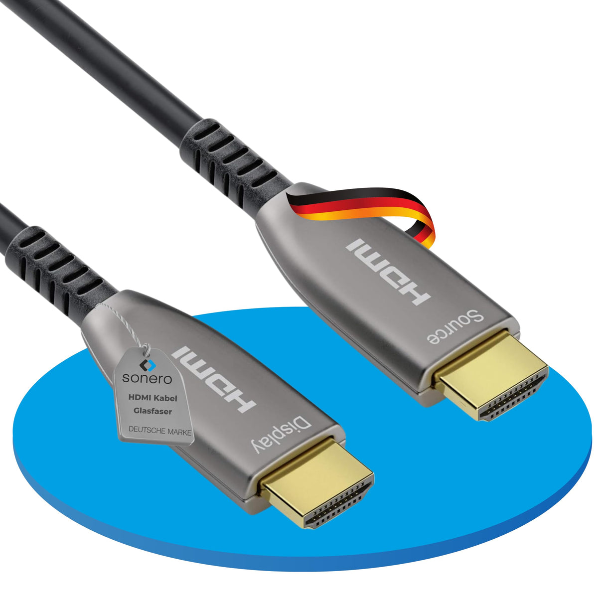 Sonero 50 m de Cable HDMI 2.0b, híbrido de Fibra óptica, UHD 2160P, 4K60Hz, 4:4:4, HDR, 18Gbps