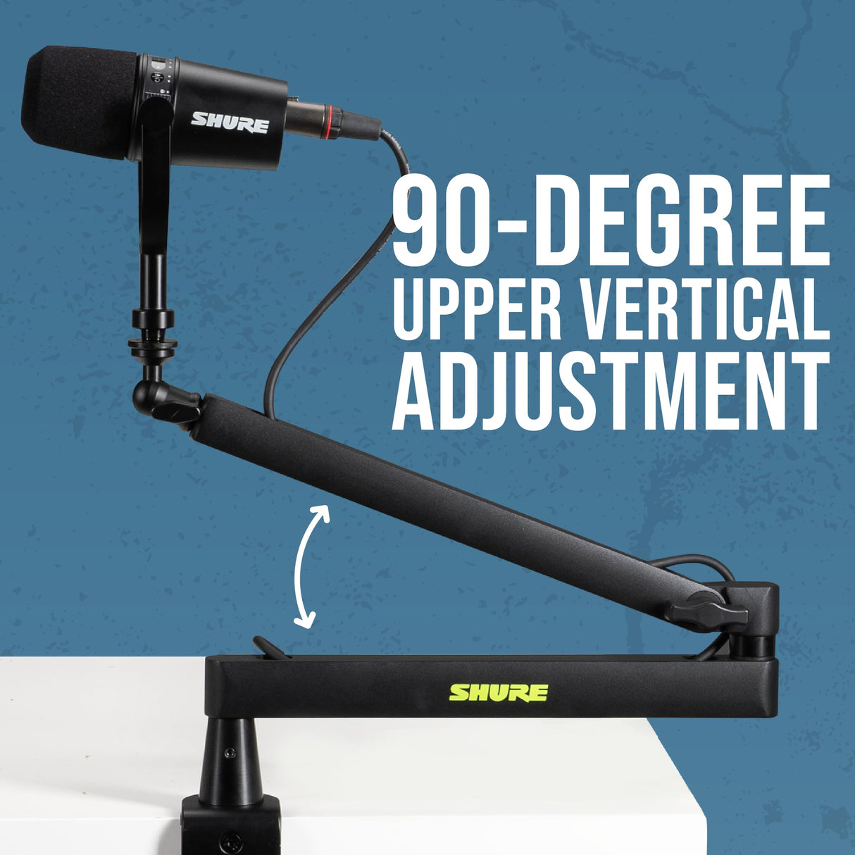 Shure by Gator Soporte premium de perfil bajo para micrófono de escritorio; totalmente ajustable para podcasts, streaming y configuraciones de home office (SH-BROADCAST2)