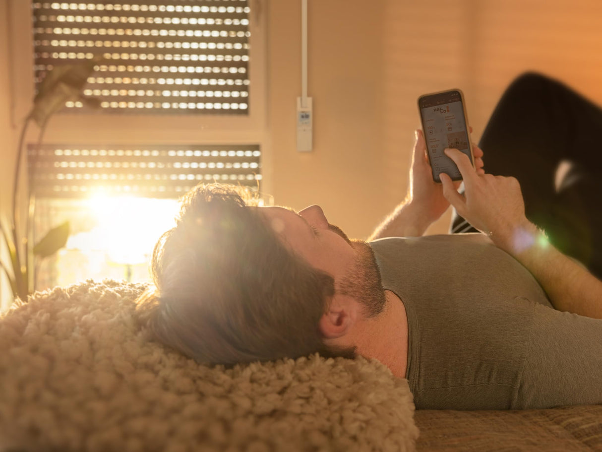 HOMEPILOT - Enrollador cinta RolloTron Premium Smart | Motor eléctrico con pantalla para control cómodo persianas. Accesorio Smart Home - ¡compatible instalaciones posteriores! Capacidad carga: 45 kg