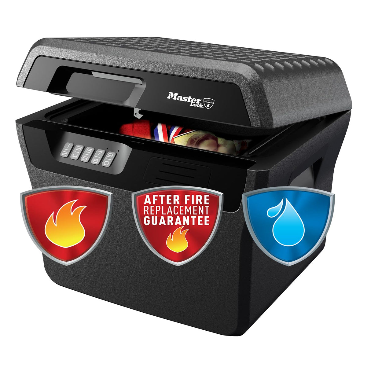Master Lock FHW40300EURHRO Caja Fuerte Portatil Ignifuga y Impermeable Combinación Xlarge 18.5 L Adecuada para A4 Documentos, Dispositivos Electrónicos, Soporte Multimedia, Pequeños