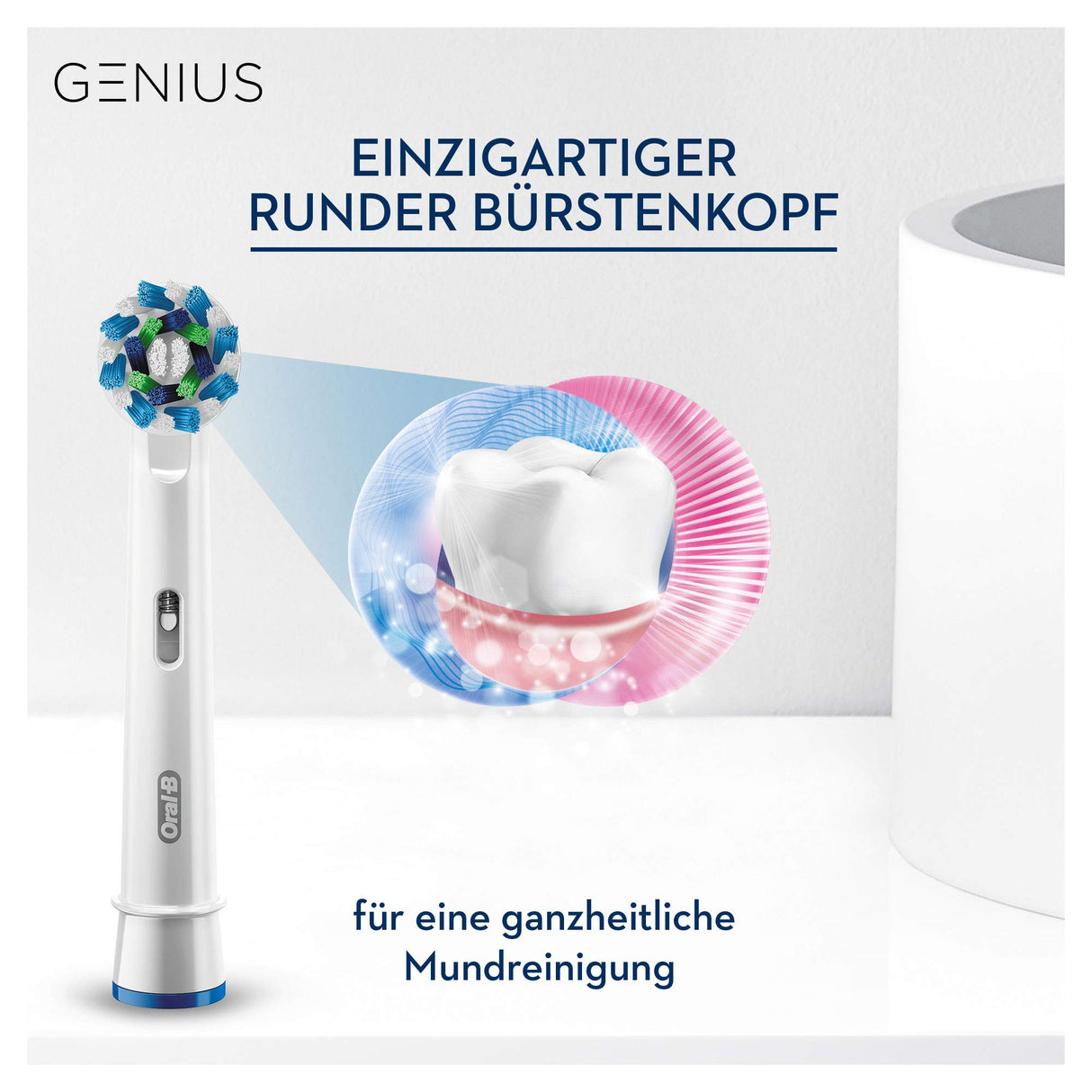 Oral-B Genius 8500n - Cepillo de dientes eléctrico, recargable, con 1 mango conectado por Bluetooth, detector de posición, plateado, 1 cabezal y 1 funda de viaje