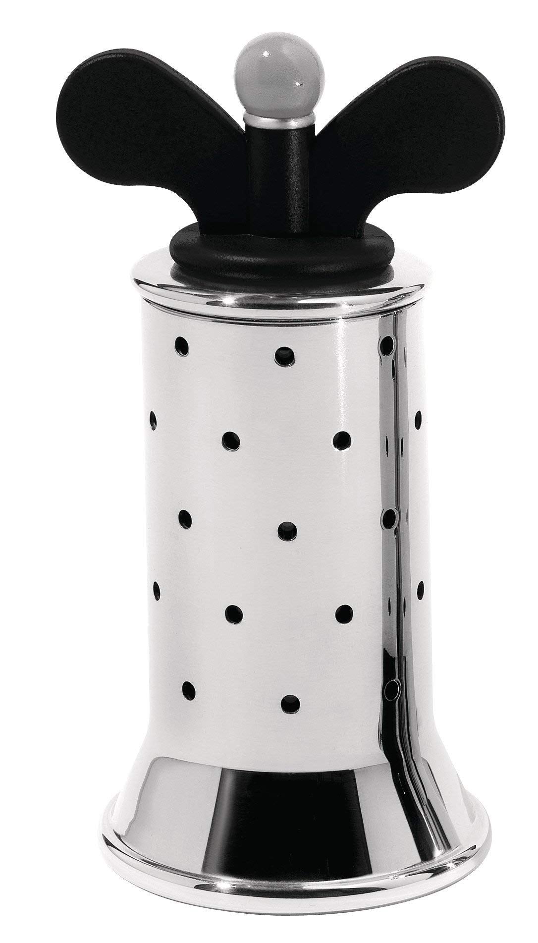 ALESSI 9098 B Molinillo de Pimienta de Diseño con Aletas, Acero Inoxidable y Resina Termoplástica, Negro