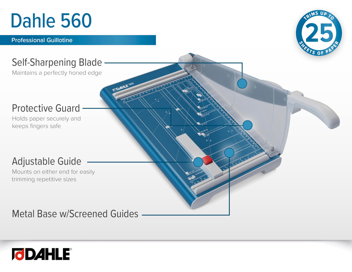 Dahle A4 - Guillotina 340 mm Longitud de corte de 2,5 mm de corte/Capacidad - Azul