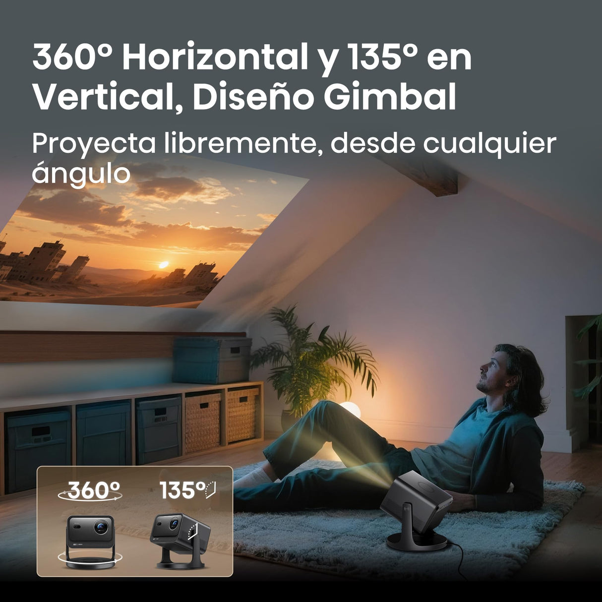 Hisense C3 - Proyector Láser TriChroma UHD 4K hasta 300", Zoom Óptico 1.0-1.3:1, 2500 Lúmenes, Contraste 2000:1, IMAX Enhanced, Dolby Vision, Movimiento 360º Horizontal, y 135º en Vertical