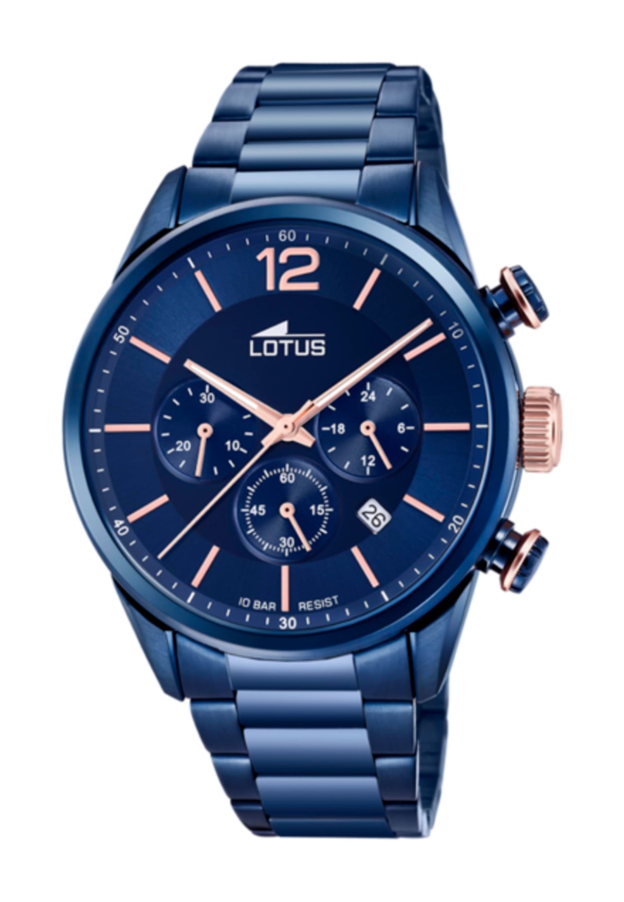 Lotus Reloj Hombre 18680/2 Chrono Caja de Acero Inoxidable 316l Azul Correa de Acero Inoxidable 316l Azul