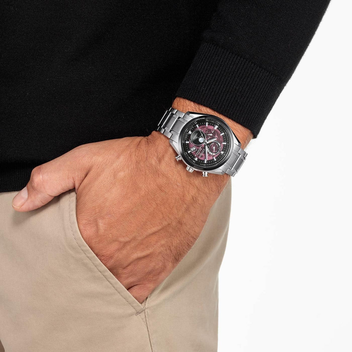 Citizen Reloj Dial Multi para Hombres de Eco-Drive con Correa en Titanio BY1018-80X