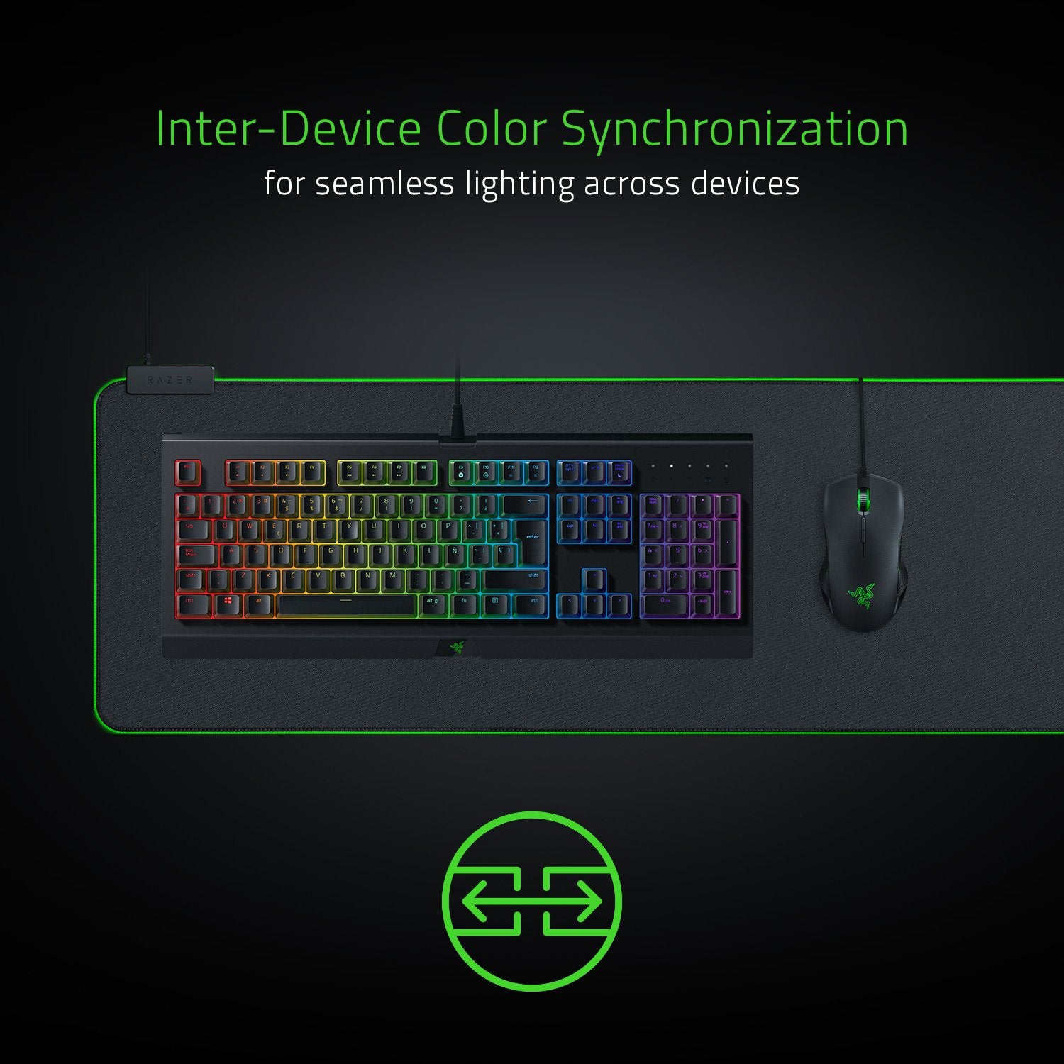 Razer Goliathus Extended Chroma - Alfombrilla suave para juegos con iluminación RGB (soporte para cables, superficie de tela, borde cosido, optimizado para todos los ratones) Negro