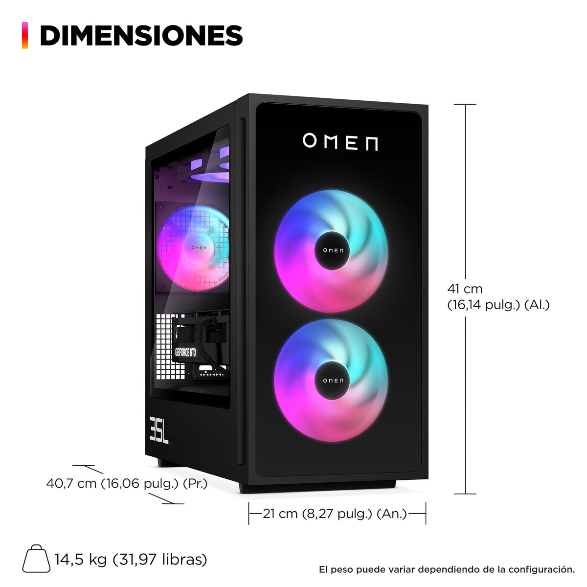 HP Ordenador sobremesa Gaming OMEN (Procesador Intel Core Ultra 7 265K, 32GB RAM, 1 TB SSD, NVIDIA GeForce RTX 5070 12GB, Windows 11)