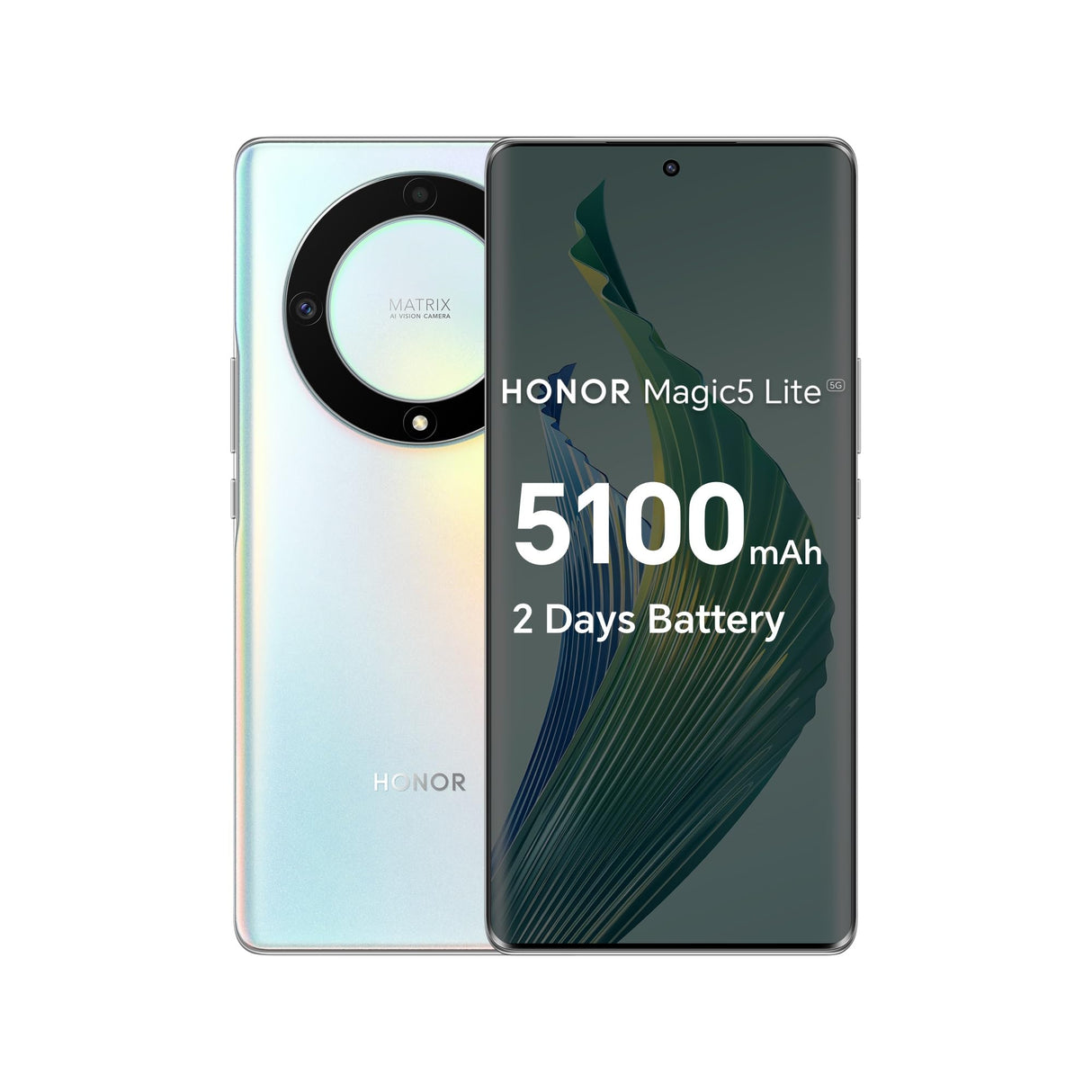 HONOR Magic 5 Lite, teléfonos móviles desbloqueados y sin SIM, smartphone 5G, 8 GB + 256 GB, pantalla AMOLED curvada de 120 Hz de 6.6 pulgadas, cámara trasera triple de 64 MP, batería de 5100 mAh, SIM