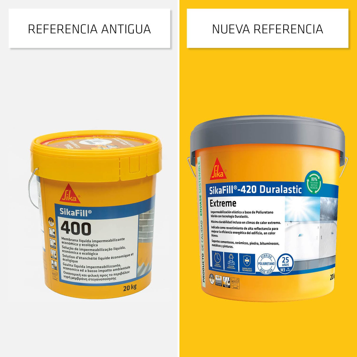 SIKA - Membrana líquida impermeabilizante - SikaFill 420 Extreme - Rojo Teja - Para cubiertas nuevas como en rehabilitaciones - Listo para su uso - Permeable al vapor de agua - 20 kg
