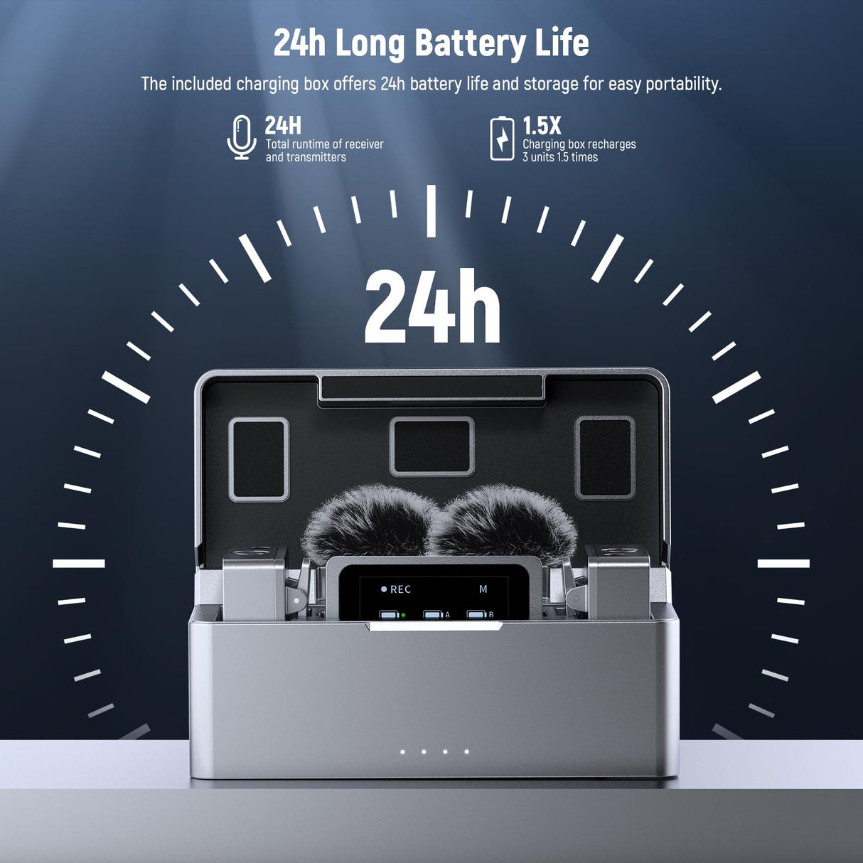 NEEWER CM31 Micrófono Lavalier Inalámbrico con 8GB Almacenamiento Batería 24H Grabación 14H Alcance 820 Pies 48KHz Cancelar Ruido 24Bit para iPhone iPad Android PC Youtube/TikTok Stream Podcast