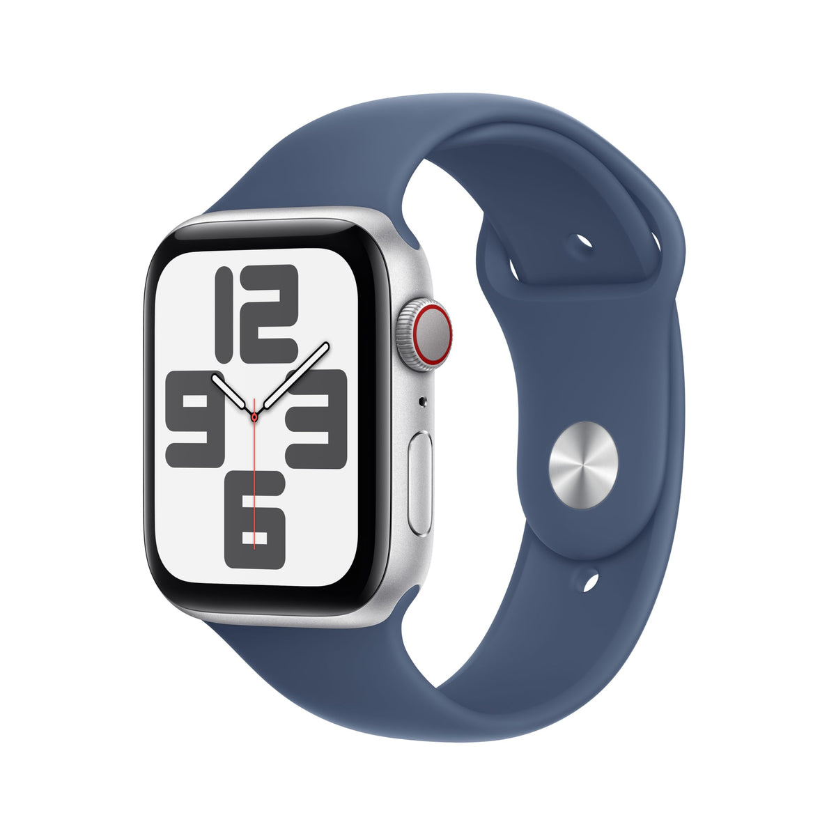 Apple Watch SE de 2.ª generación GPS + Cellular Smartwatch con Caja de Aluminio en Plata de 44 mm y Correa Deportiva Azul Denim - Talla S/M. Monitores de entreno y sueño y Resistencia al Agua