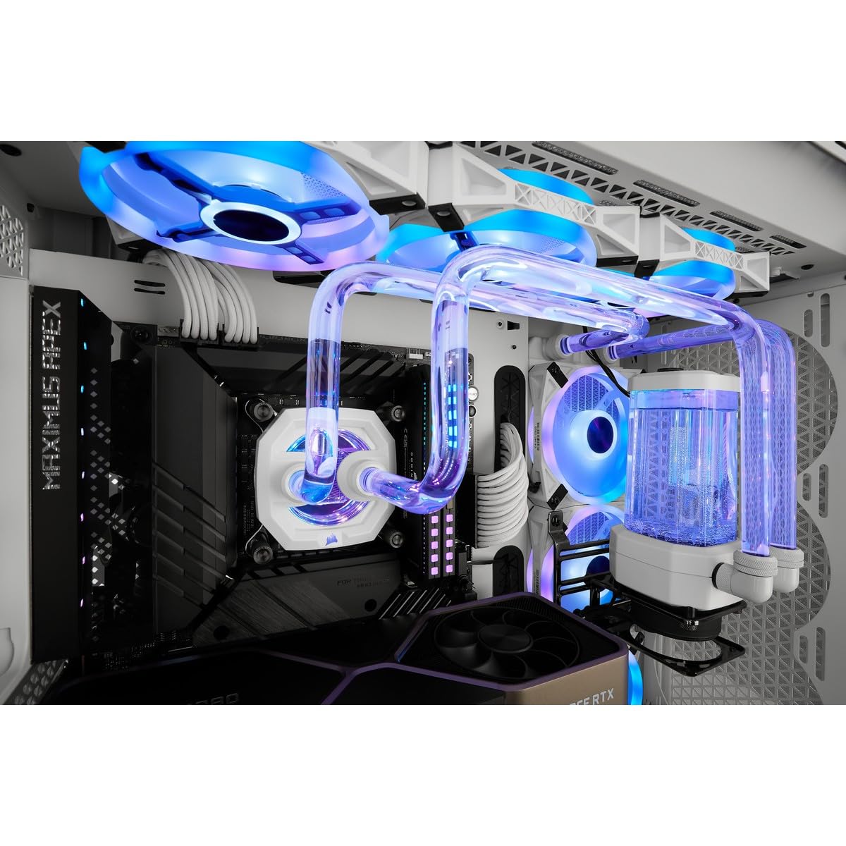 Corsair Hydro X Series iCUE XH305i RGB PRO Kit de Refrigeración Personalizada (Circuito Refrigeración para CPU, Bloque de Refrigeración Líquida CPU, Pack Bomba/Depósito D5, 3 Ventiladores RGB) Blanco