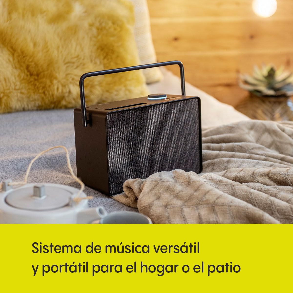 Pure Evoke Play Sistema de música versátil para Interiores y Exteriores (Radio Dab+ /FM, Radio por Internet, podcasts, Spotify Connect, Bluetooth en un Rico Sonido estéreo de 40W), Negro café