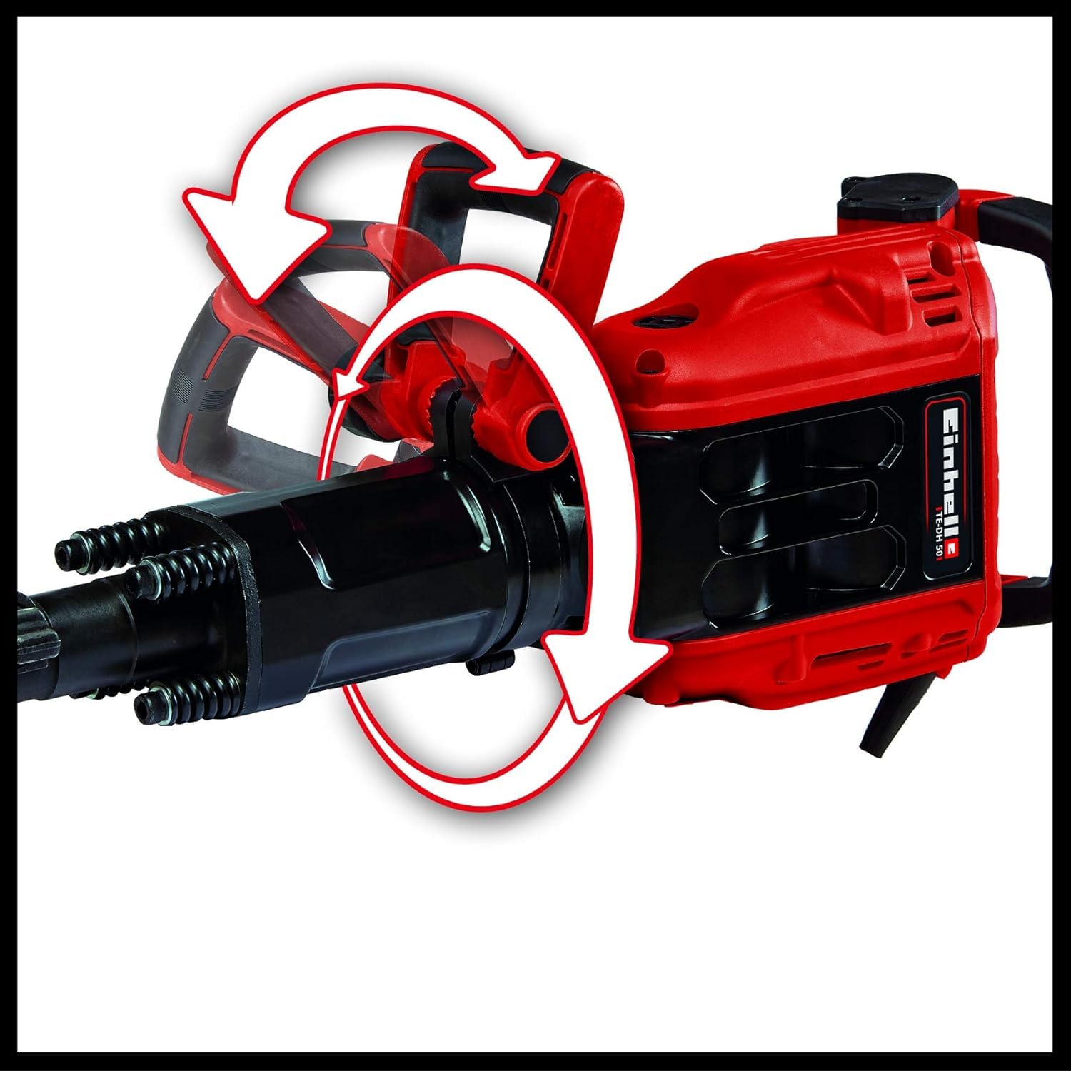 Einhell Martillo demoledor TE-DH 50 (1700 W, 50 J, portaherramientas SDS-hex, empuñadura amortiguadora de vibraciones, cincel puntiagudo + plano + carro de transporte y almacenamiento incluido)