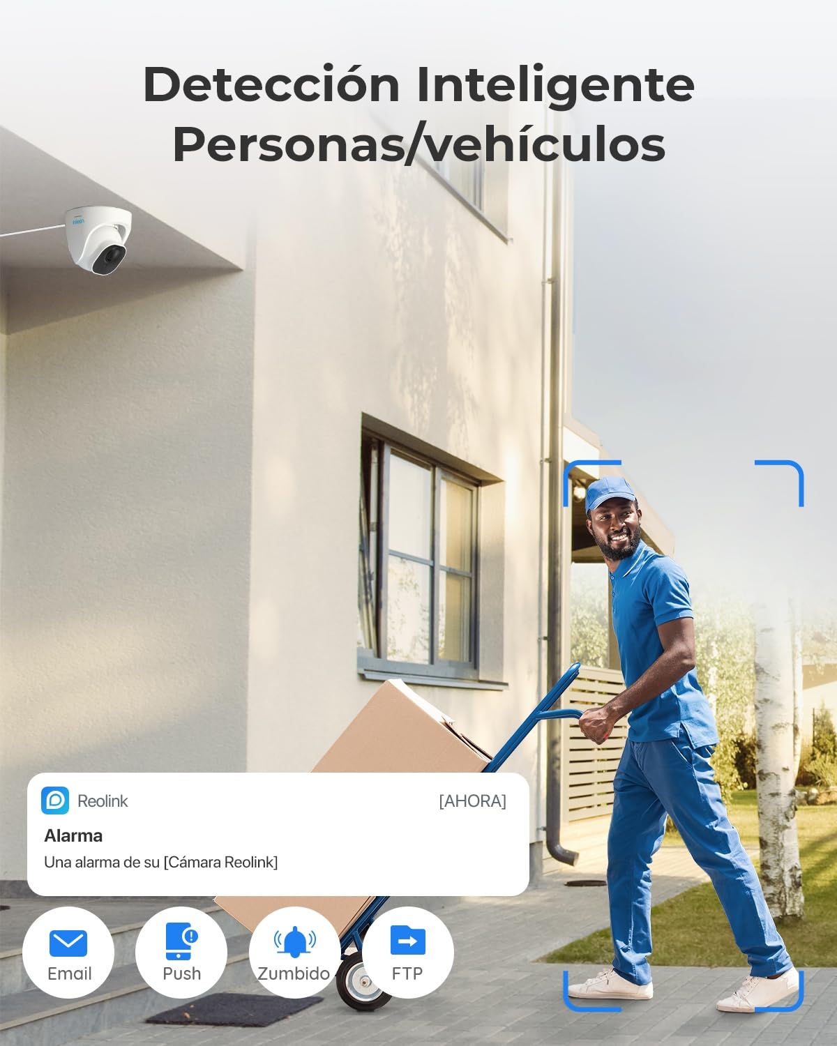 Reolink 5MP Kit Cámaras de Vigilancia PoE, con 4X 5MP Detección de Personas/Vehículos Cámaras IP PoE Exterior y 8CH 4K NVR con 2TB HDD, Grabación Continua, Vision Nocturna, RLK8-520D4-5MP
