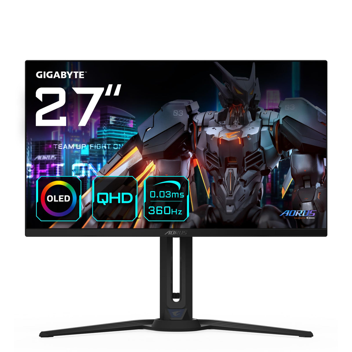 Gigabyte Monitor de Juego AORUS FO27Q3 OLED de 27” - 2560 x 1440 (QHD), 360Hz, 0,03ms, KVM, 250 CD/m², FreeSync Premium Pro, DisplayHDR True Black 400, HDMI 2.1